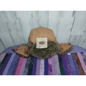 Trapper Hat Faux Fur Lined NWT Clear Creek Adult One Size Fits All Canvas Shell